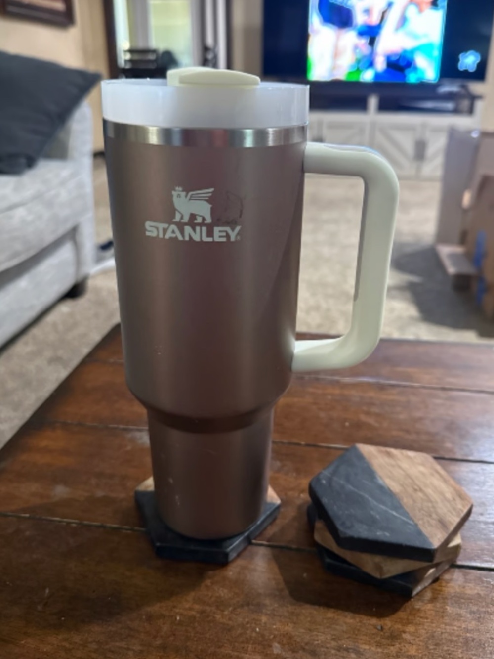 Stanley Quencher H2.0 FlowState 40 oz Insulated Tumbler – Brown/Taupe – NO STRAW